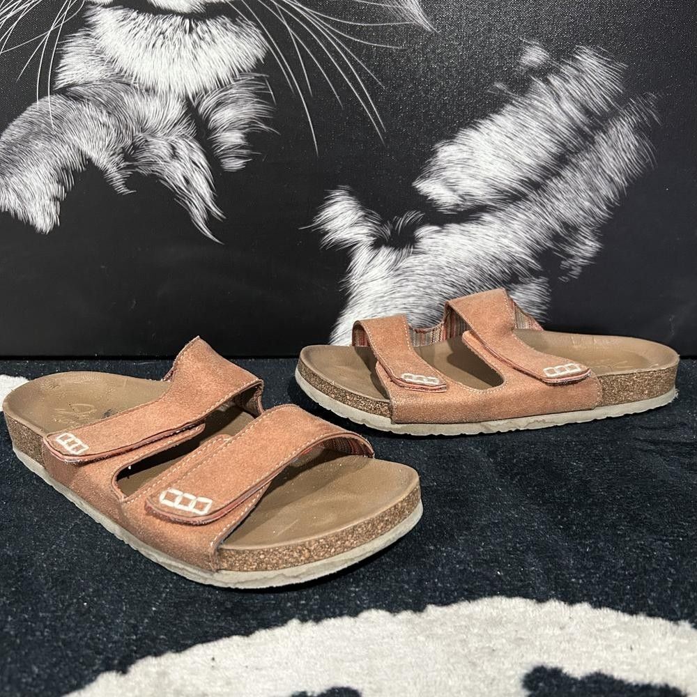 Skechers Granola Fresh Spirit Slide Sandals Women's Brown Suede Casual Footbed